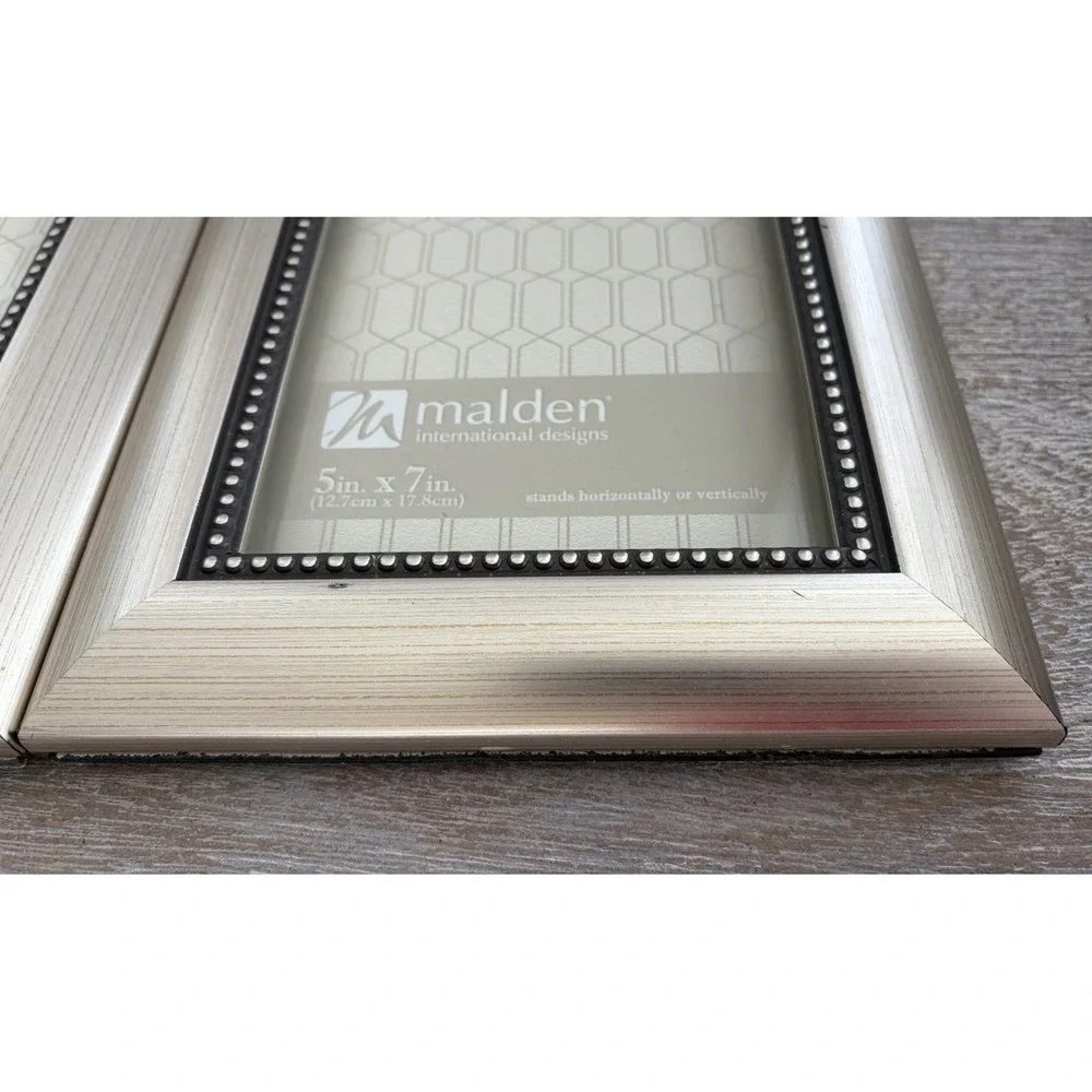 Set Of 2 Malden Silver Tone Picture Frames For 5x7 Photos Contemporary Classic